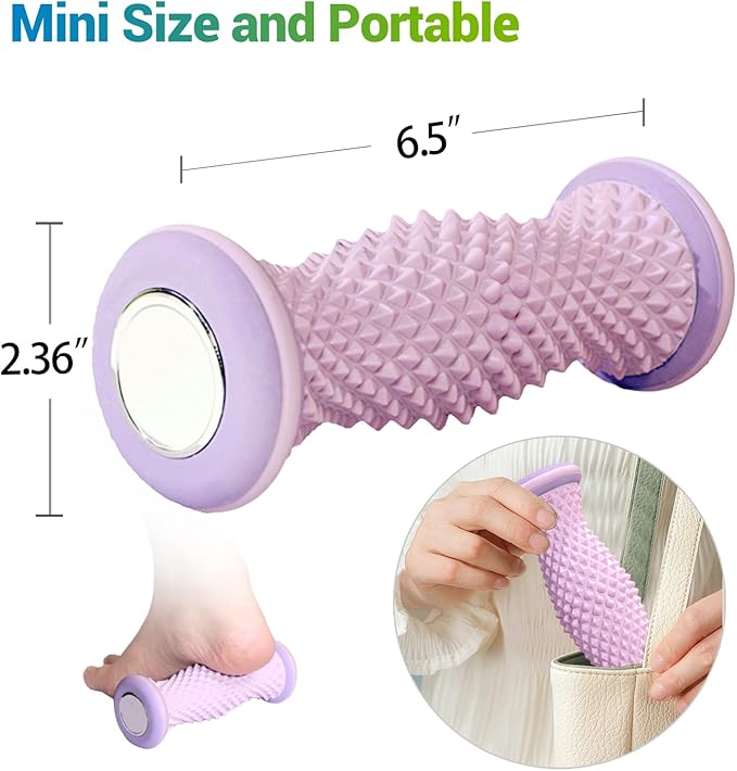 Ergonomic Foot Massager Roller - for Plantar Fasciitis Relief, Portable Reflexology Tool (Gray)