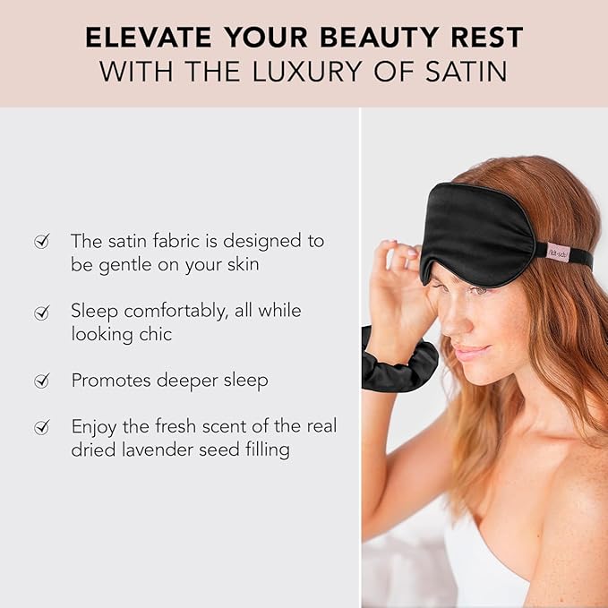 Kitsch Weighted Satin Sleep Mask - Weighted Eye Mask for Sleeping and Travel - Lavender Sleeping Mask for Women and Men - Light Blocking, Adjustable Strap, Ultra-Soft (4.1oz/116g)