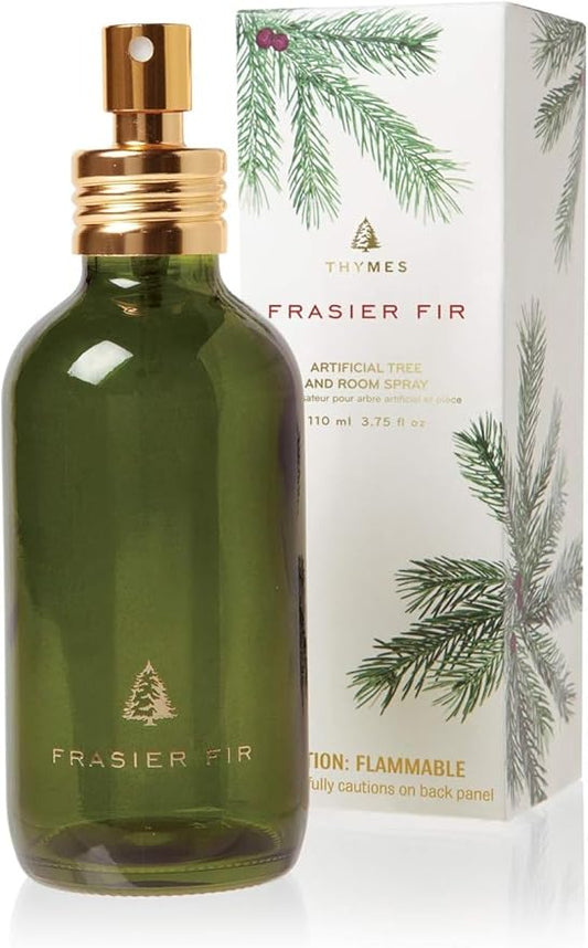 Thymes Frasier Fir Tree and Room Spray - Room Spray with Christmas Tree Scent - Air Fresheners for Home with Frasier Fir Fragrance and Siberian Fir Needles, Flameless Pine Scent - 3.75 Oz
