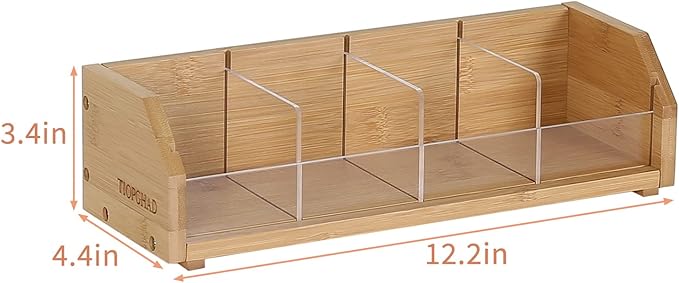 Small Bamboo Tea Bag Organizer Storage Holder for Tea Bags Wood Tea Box Containers Tea Rack Teabag Station Stand for Cabinet Countertop Office