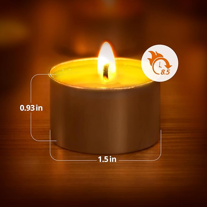 Unscented Palm Tea Lights Candles 200 Pack Bulk, 8 to 9 Hours Long Burning White Tea Lights,Non-Paraffin, Smokeless, Mini Tealight Candles for Wedding, Christmas Lights, Party, Power Outages