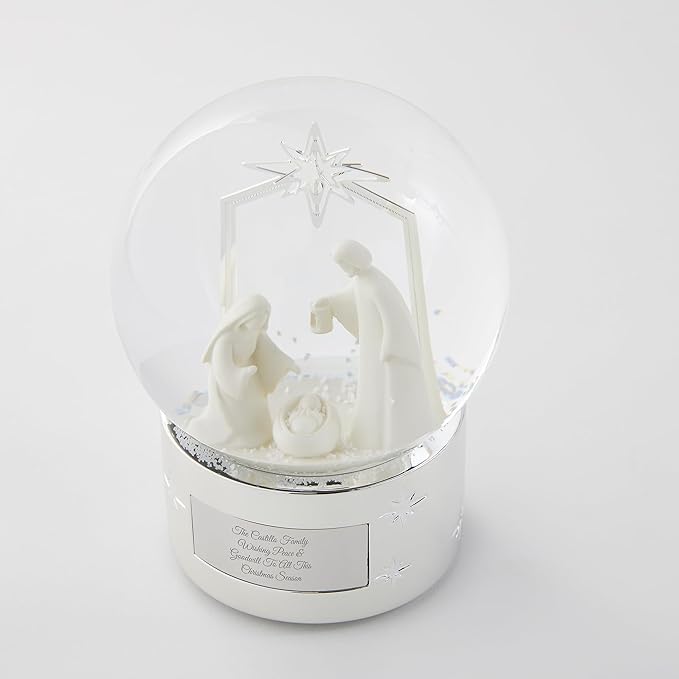 Things Remembered Engraved Nativity Musical Snow Globe (Free Customization), Plays Silent Night Music