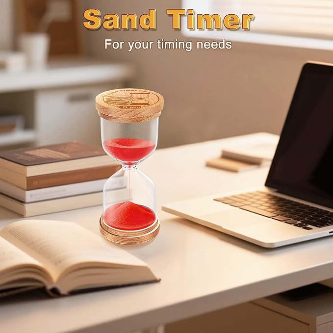 CNCJ Wooden Sand Timer 30 Minute, Hourglass Red Sand Watch Small Reloj De Arena for Desk Decor Kitchen Classroom Office Study Home Decoration