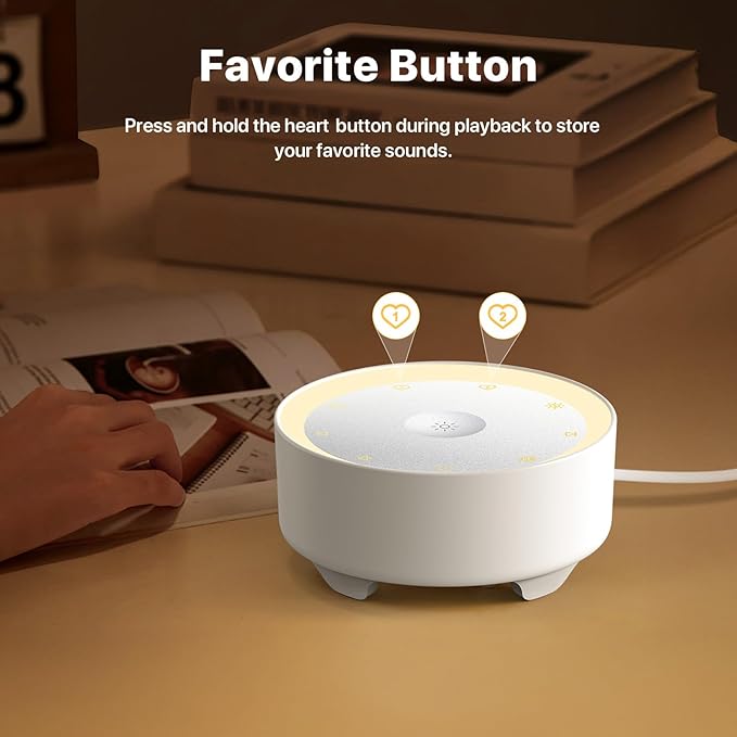 Kipcush Sound Machine & Night Light for Adults/Baby/Kid. White Noise Machine with Max 8H Timer & 20 Soothing Sleep Sounds. Small Size & Portable Design for Bedroom, Office, Travel. Favorites Buttons