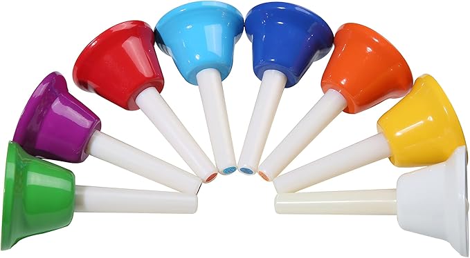 8 Note Hand bells, Colorful Handbells Musical Instrument for Kids Adults School Church Wedding