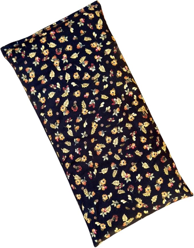 Large Microwave Heating Pad with Flax Seed, Scented or Unscented, Good for Back Pain or Cramps, Moist Heat Therapy or Ice Pack, Microwavable Bean Bag, 6" x 12" (Black Floral, Lavender & Chamomile)