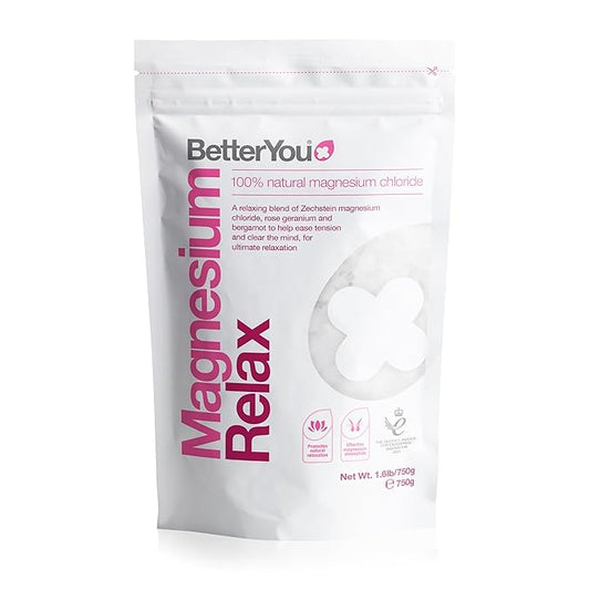 BetterYou Magnesium Relax Bath Flakes - Body Recovery Bath Salts with Magnesium - For Skin Health & Sore Muscle Relief - With Essential Oils - 1.6 lb