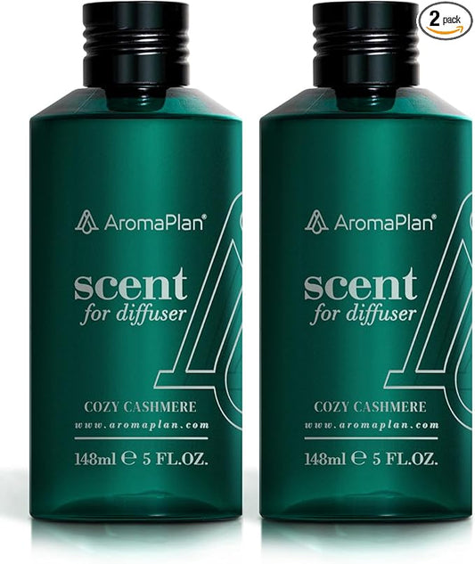 AromaPlan Hotel Scents Cozy Cashmere 5 Fl Oz (2 Pack), Luxury Aroma & Hotel Fragrance Diffuser Oil- Hotel Diffuser Oil for Aromatherapy- USA Made, Bigger Bottle, Bolder Aroma & Longer Lasting
