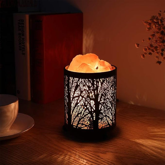 Zanflare Salt Lamp, Pink Salt Lamp, Salt Rock Lamp, Night Light in Fawn Design Metal Basket with Dimmer Switch, for Mother's Day, House Warming, Holiday Gift for Mom