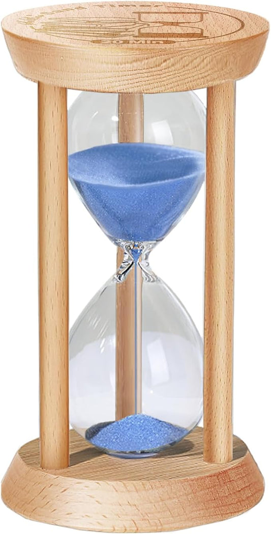 SuLiao Wooden Sand Timer 20 Minute Hourglass, Wood Blue Sand Clock, Small Watch 20 Min Timer, Hour Glass Sandglass for Home, Reloj De Arena, Office, Decorative, Game, Classroom