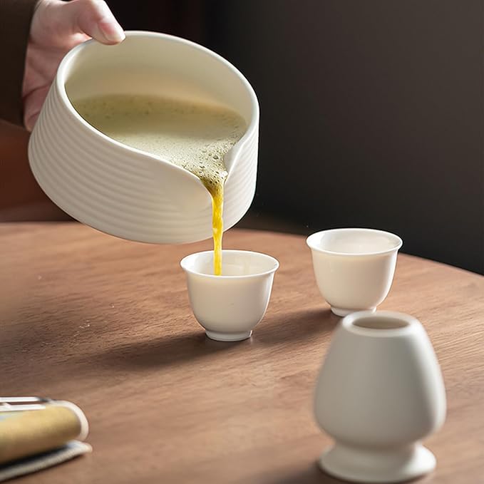 Ceramic Matcha Whisk Set, Complete Matcha Set-8PCS for Ceremonial Grade Matcha, Tea Gifts for Tea Lovers for Christmas, Birthday, Halloween (Pure White)