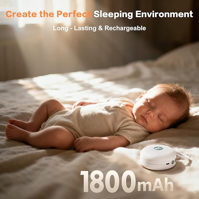 Portable Noise Machine for Baby Adult with 21 Natural Soothing Sound, Memory Function, Powerful Battery & 32 Levels of Volume, Noise Canceling for Sleeping, Sleep Sound Timer Therapy for Home, Travel