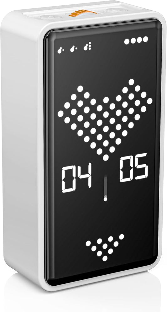 Digital Hourglass Timer, Rechargeable Magnetic Visual Timer with Large LED Display, Adjustable Volume for Classroom, Cooking, Fitness, Baking, Kids Learning & Teaching (White)