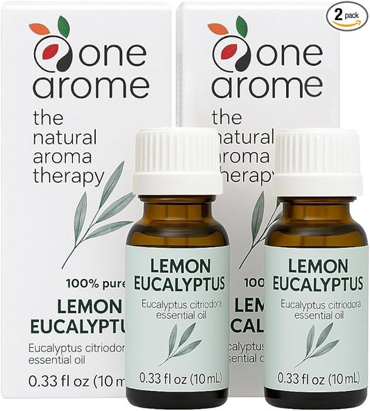 Lemon Eucalyptus Essential Oil (Corymbia Citriodora) | Pure Citrus-Herbal Aroma for Diffusers & Fresh Ambiance | Undiluted, 100% Pure (Pack of 2/0.34 Fl Oz Each)