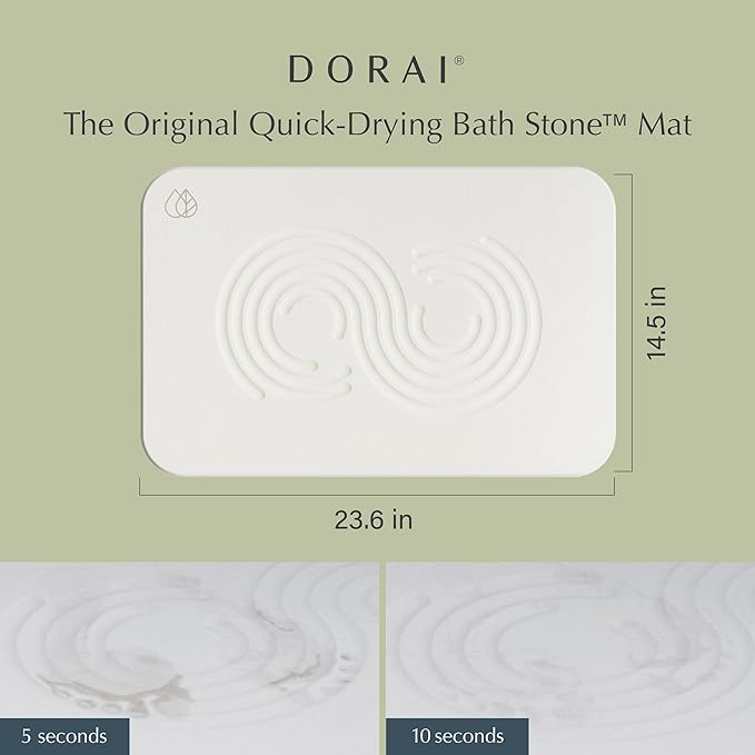 Dorai Home Bath Stone Mat 23.6"x15.4"| Luxury Diatomite Stone Bath Mat |Quickly Removes Water | Non-Slip, Quick-Dry Bath Mat for Bathroom | Zen Sandstone - 2 Pack