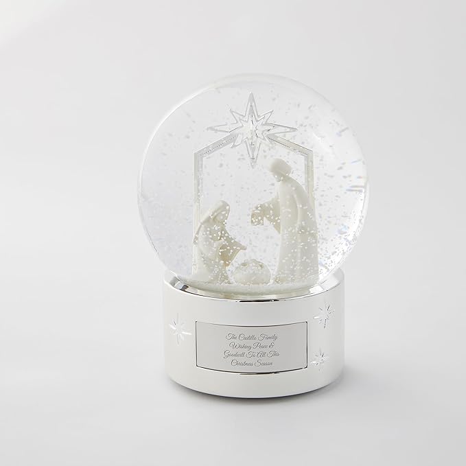 Things Remembered Engraved Nativity Musical Snow Globe (Free Customization), Plays Silent Night Music