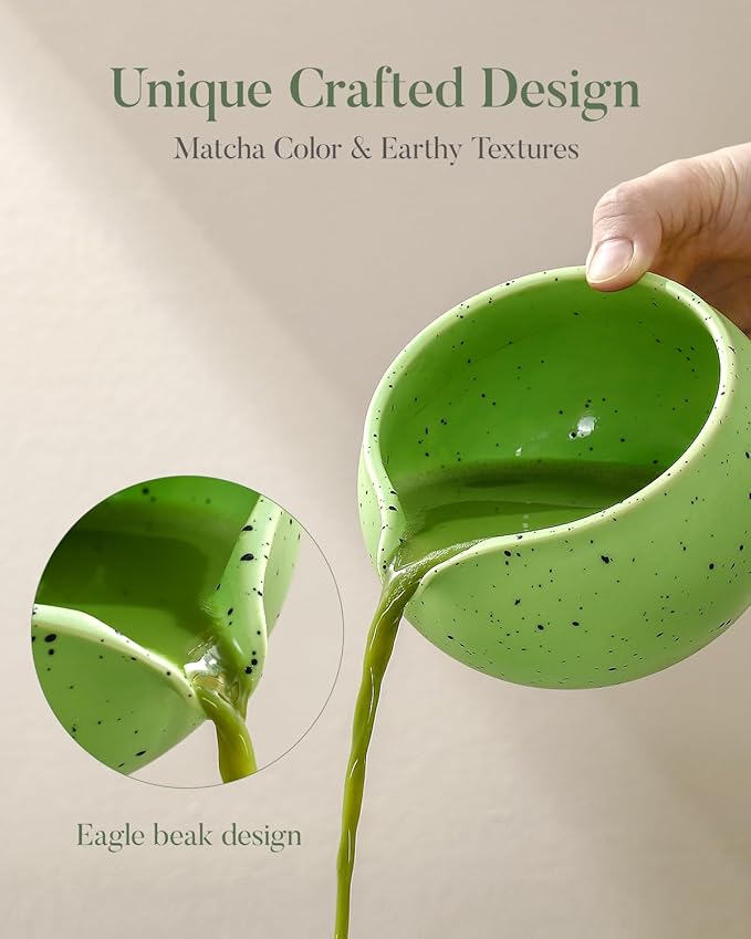 Matcha Whisk Set - 8 Piece Japanese Matcha Tea Set with Matcha Bowl with Spout, Bamboo Whisk, Scoop & Sifter | Matcha Kit for Making Smooth, Frothy Matcha at Home or as a Gift