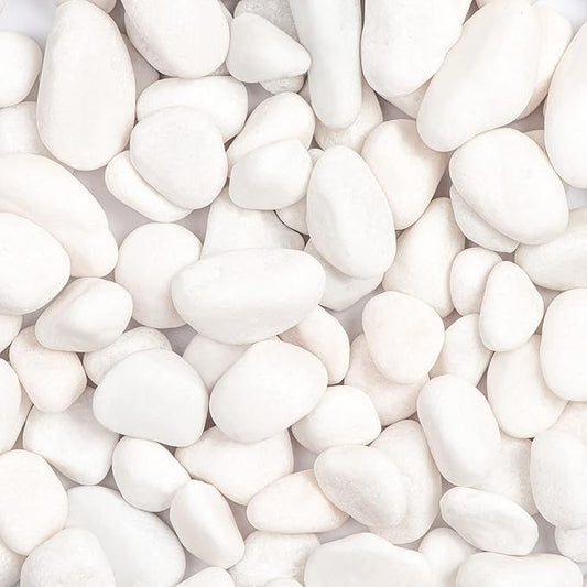 5lbs White Natural River Rocks, Polished Pebbles for Plants Garden, 1-2 inch Decorative White Stones, Ideal for Fish Tank, Vases, Crafting, Home Decor and Garden Landscaping Rocks,White