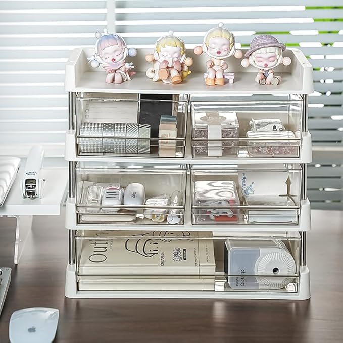 4-Tier Tea Storage Organizer, Clear Acrylic Drawers, Kitchen Counter Display Box, 12.7 x 22 x 32.3 inches (4-layer)