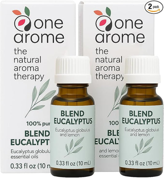 Eucalyptus Essential Oil 100% Pure – One Arome Eucalyptus Oil for Diffuser, Aromatherapy & Massage – Natural Therapeutic Grade (10 ml (Pack of 2), Blend)