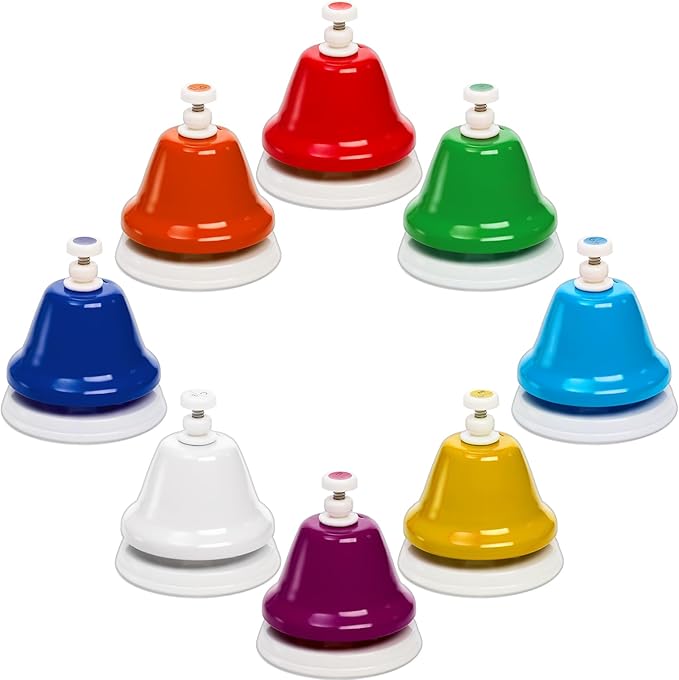 8 Notes Desk Bells, Music Bell Percussion Instrument, Colorful Diatonic Metal Bells, Chromatic Musical Table Bell for Teaching Church Chorus Holiday Party Supplies Birthday Gift