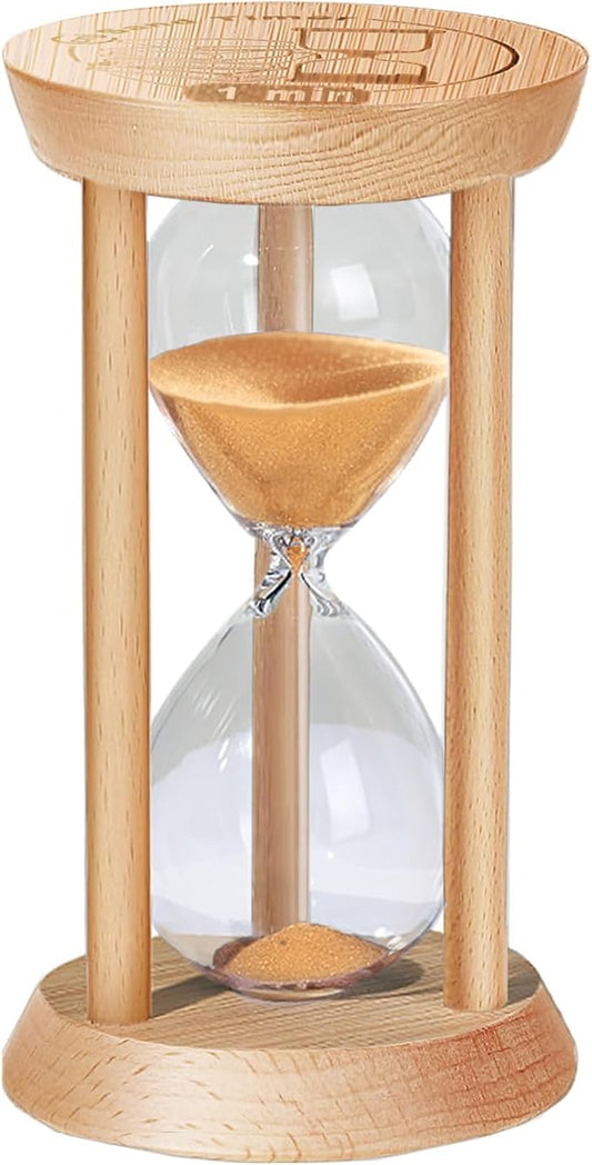1 Min Bamboo Sand Timer,1 Minute Sand Hourglass, Small Sand Clock, Reloj De Arena, Hour Glass Sandglass for Home, Office, Decorative, Game, Classroom