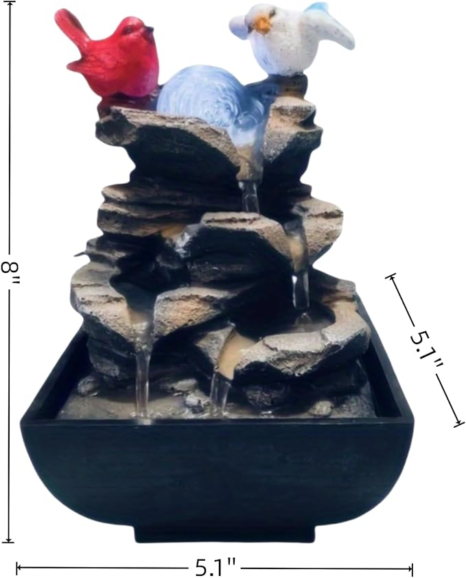 Indoor Water Fountain, Small Water Fountain Indoor, Indoor Water Feature with Desk Waterfall, Zen Table Top Fountains for Home Office Desk Decor, Mini Tabletop Fountains
