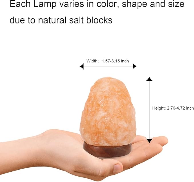Wrcevtor Natural Salt Rock Night Lamp with 7 Colors Changing, Mini Small Crystal Salt Lamp for Home Decor and Gift - Natural Shaped, Premium Wood Base