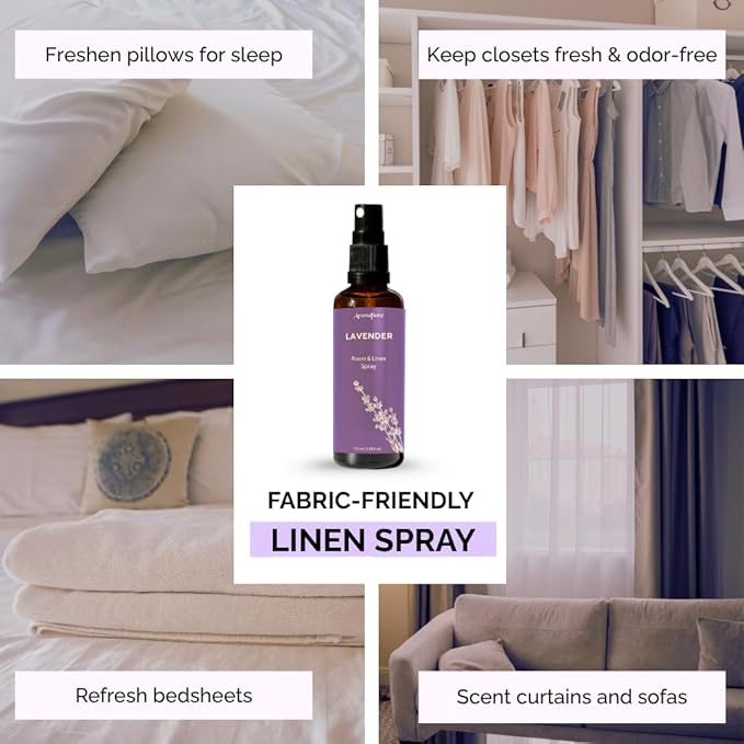 Lavender Room, Linen & Pillow Spray by Aromafume | 100ml/3.38 fl oz | with Pure Lavender Essential Oil | Aromatherapy Spray for Relaxation, Sleep & Stress Relief | Mist for Bedding, Fabrics