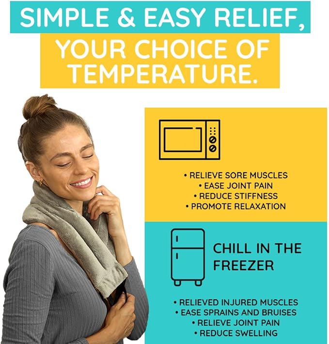 Microwavable Heating Pads for Neck Pain Relief, Back Pain, Shoulder Pain Relief - Microwave Heating Pad for Cramps and Muscle Relief, Hands- Free Heat Pack for Tense Muscle - 2 Packs