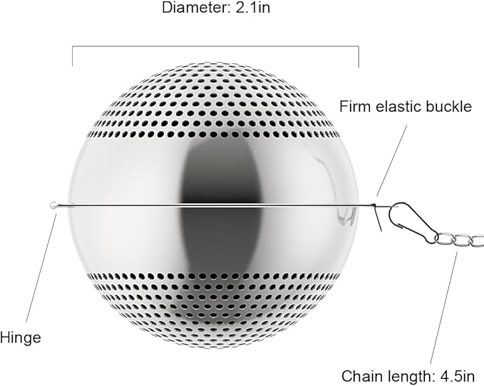 2 Pack Food Grade 304 Stainless Steel Mesh Tea Ball 2.1 Inch Tea Infuser Strainer Filter Diffuser for Loose Tea