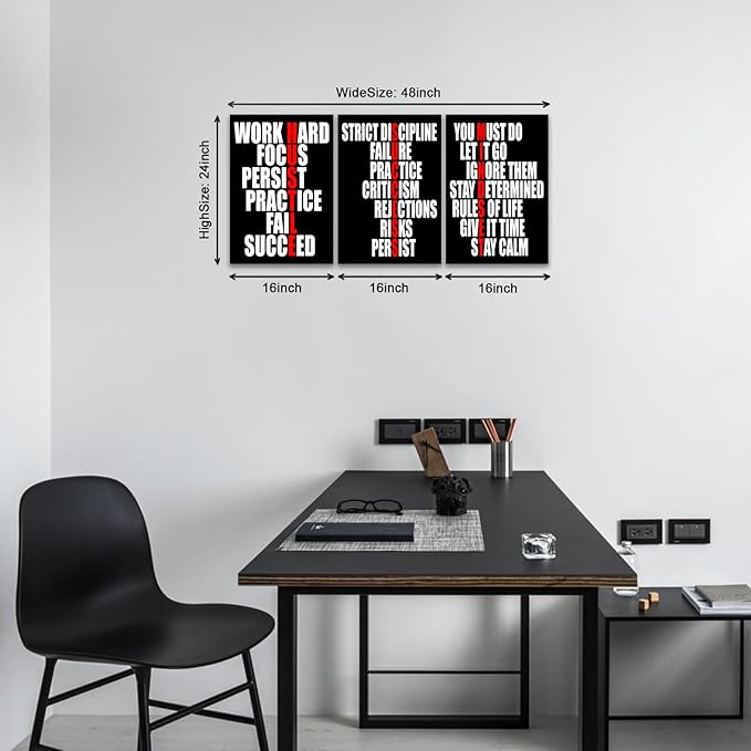 KAWAHONE Motivational Wall Decor - Hustle/Success/Mindset Definition Poster Inspirational Quotes Wall Art - Positive Affirmations Office Decor for Bedroom Living Room Home