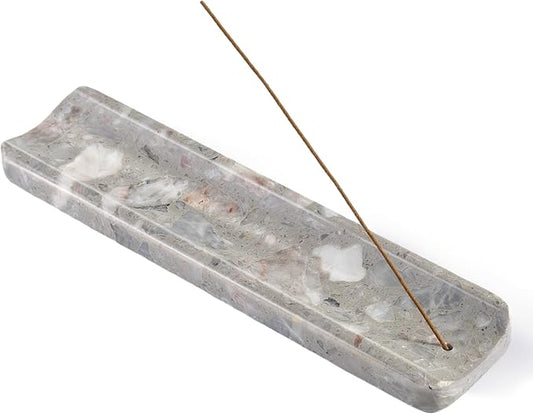 Koville Marble Incense Holder, Incense Holder for Sticks, Incense Sticks Holder Ash Catcher for Meditation Yoga SPA, Natural Stone Incense Burner, Home Table Decor (Grey)