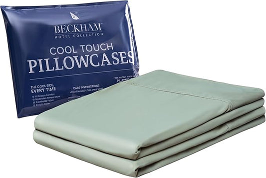 Beckham Hotel Collection Cooling Pillowcases for Hot Sleepers, King Size Set of 2, Cool Bedding, Envelop Closure, Silky Soft, Breathable, Moisture-Wicking, Gray