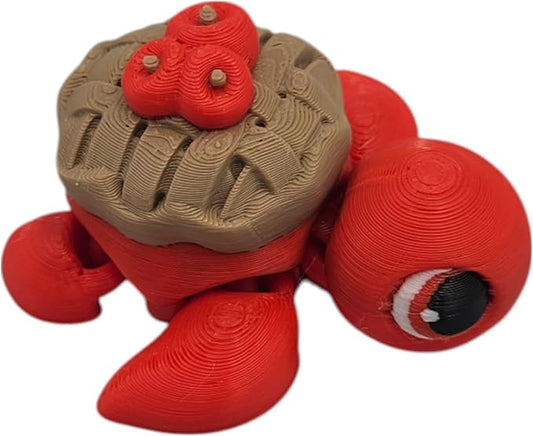 Articulating Turtle Fidget Animal Figurines – Unique 3D Printed Collectibles, Poseable Desk Animals For Adults, Stress Relief and Display Gift (CHERRY TURTLE)