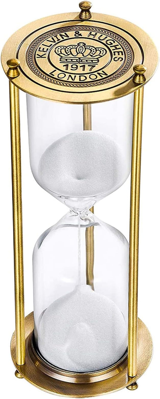 Vintage Sand Timer 1 Minute,Small Hourglass,Antique Brass Sand Clock, Sand Watch 1 Min,Antiguo Reloj De Arena 1 Minuto,Metal Unique Sandglass for Gifts Games Kitchen Home Office Decoration