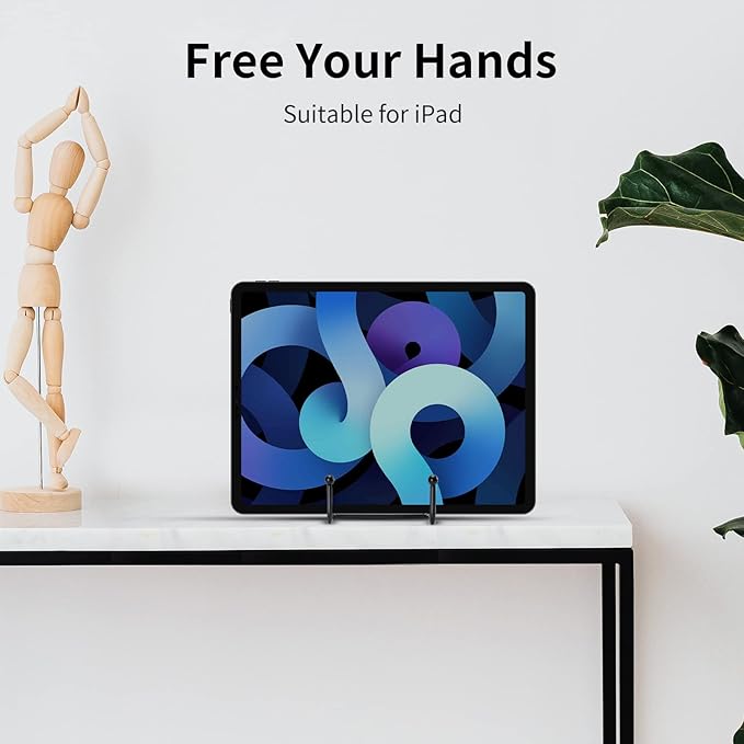 Kruodop 4 pack of 12 inch plate stands for display, black metal frame holder stands for plates, picture frames, books, small easels, decorative plates, photos, platters, and tabletop art(black)