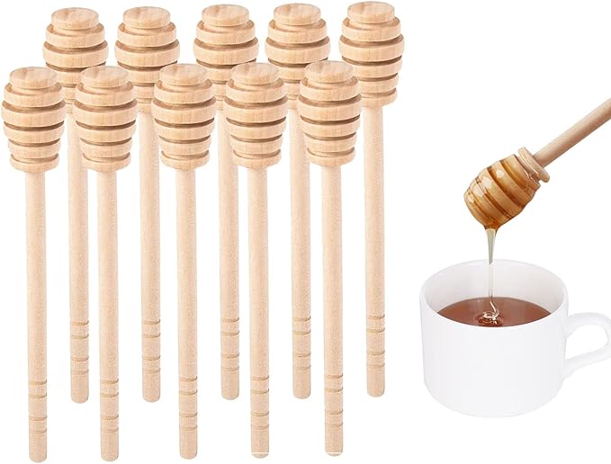 Wooden Honey Mixing Stirrer 10Pcs 6.3Inch Honey Dipper Sticks Honey Spoon