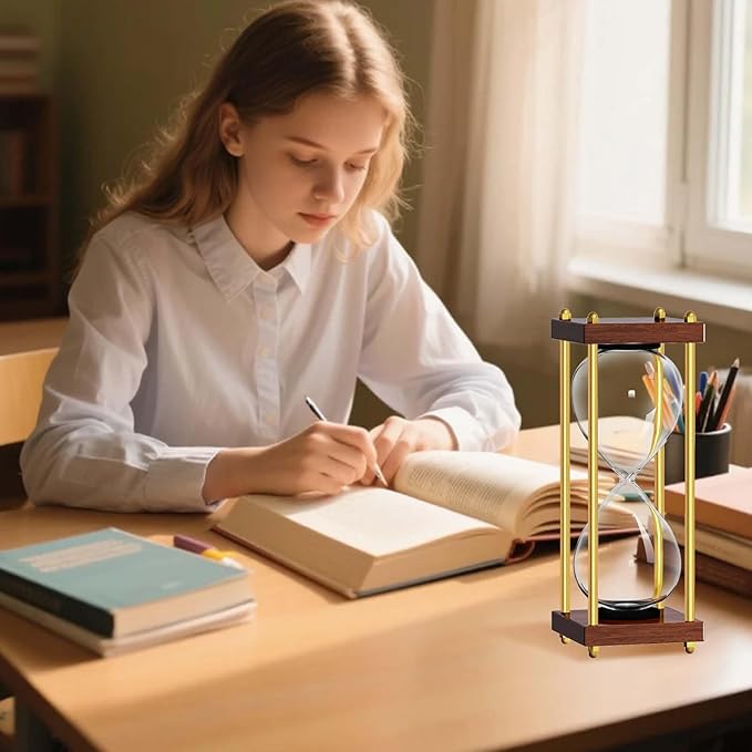 Empty Hourglass Timer, Large Fillable Hourglass, Wooden Retor Hour Glass, Sandglass for Reloj de Arena, Creative, Wedding, Decoration, Office, Home, Black