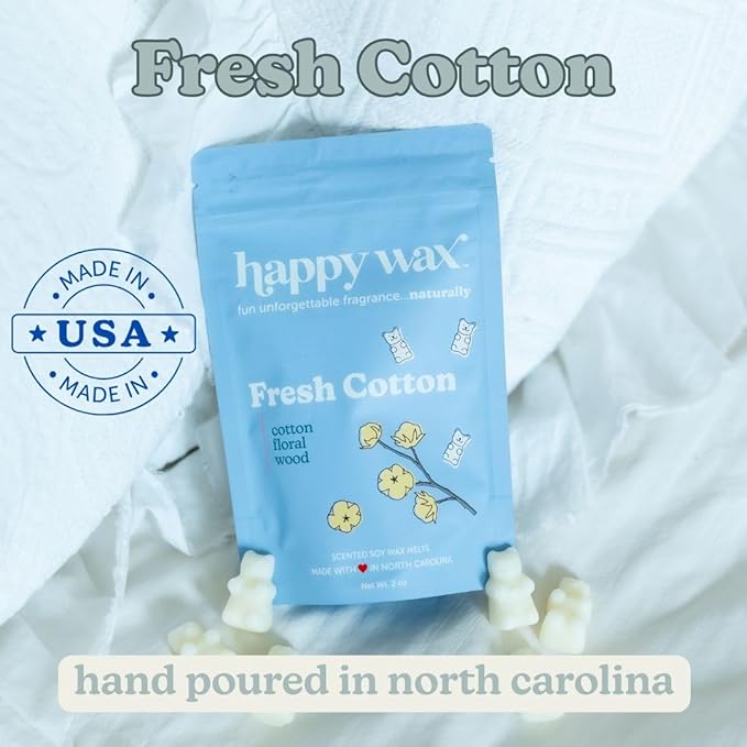 Happy Wax Fresh Mix Collection Premium Scented Non-Toxic, Pet-Friendly Wax Melts - 6 oz Set with Cotton, Lemon Verbena, and Calming Lavender Scents