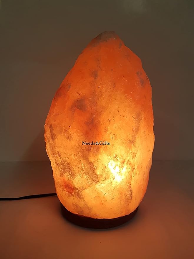 Dimmable Salt Lamp, Natural Himalayan Crystal Rock Salt Lamp Pink Light, Hand Crafted Wooden Base Direct from Foothills of The Himalayas Home Decor, Night Light & Gifts