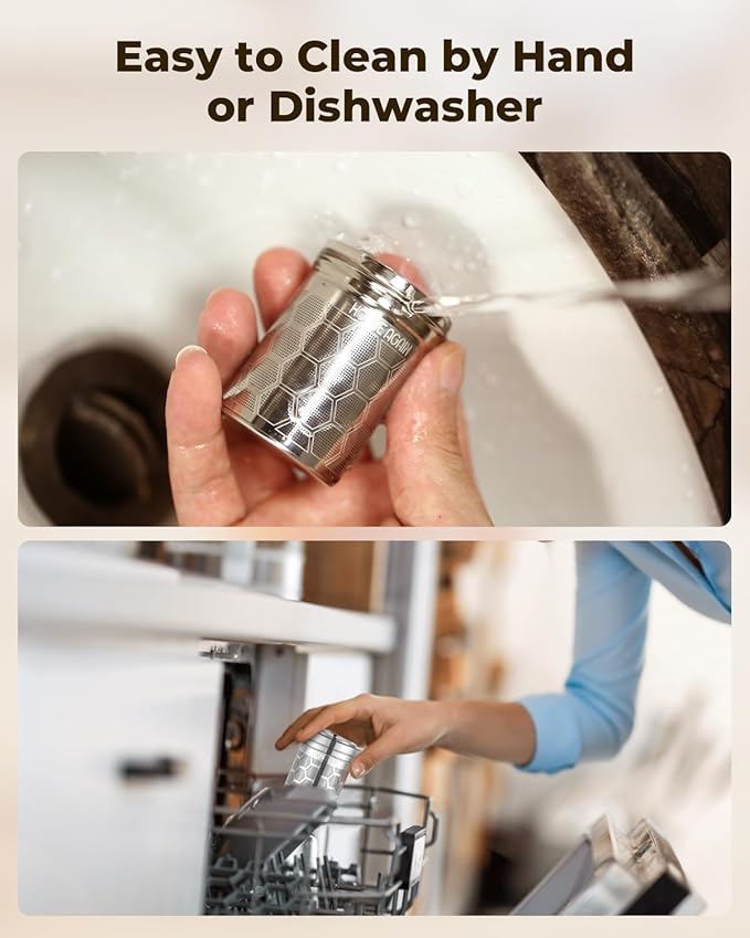 House Again 2 Pack Tea Strainers for Loose Tea, Extra Fine Mesh Tea Infuser, 304 Stainless Steel with Chain Hook, Loose Leaf Tea Steeper for Brew Tea Spices & Seasonings, Geometric Design