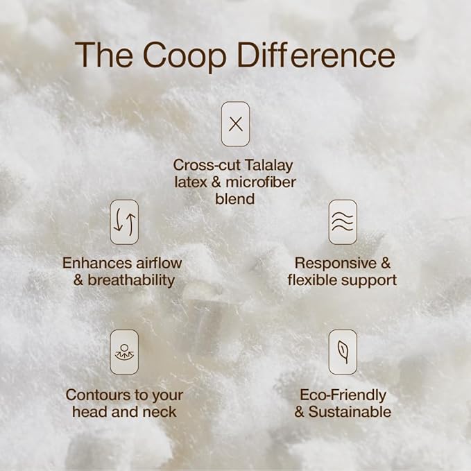 Coop Home Goods Adjustable Latex Pillow Queen, Talalay Latex & Microfiber Fill, Best Pillows for Sleeping, Ergonomic, Naturally Cooling, Eco-Friendly, Medium Firm for Back, Side & Stomach Sleepers