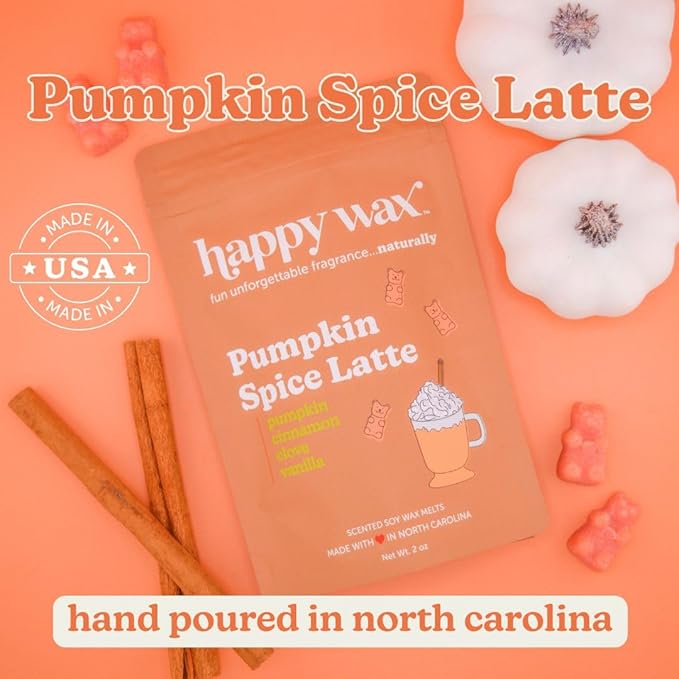 Happy Wax Cinnamon Collection Scented Natural Soy Wax Melts – 6 Total Oz. of Scented Wax Melts, Collection Includes Cinnamon Sticks, Pumpkin Spice Latte and Cinnamon Chai