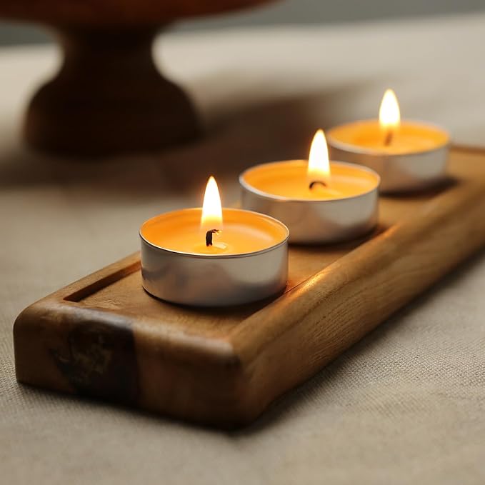 Beeswax Tea Candles in Cup, 24 Pcs, Natural Beeswax Tealight Candles with 4 Hours Burn Time for Home Decor, Air Purification, Honey Scent Pure Bees Wax Tea Light Candle