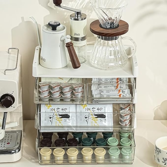 3-Tier Tea Storage Organizer, Clear Acrylic Drawers, Kitchen Counter Display Box, 12.7 x 22 x 32.3 inches (3-layer)