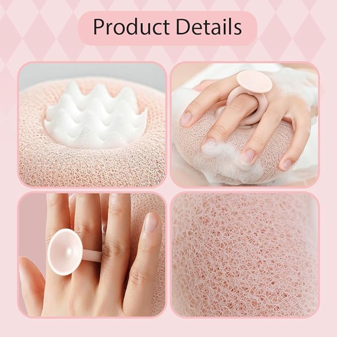 Super Soft Sunflower Suction Cup Bath Ball, 2025 New Bath Cleaning Brush, 2-in-1 Sponge Mesh Pouf Ball Body Scrubber, Shower Gloves Exfoliating Accessories for Men and Women (Purple+Apricot)