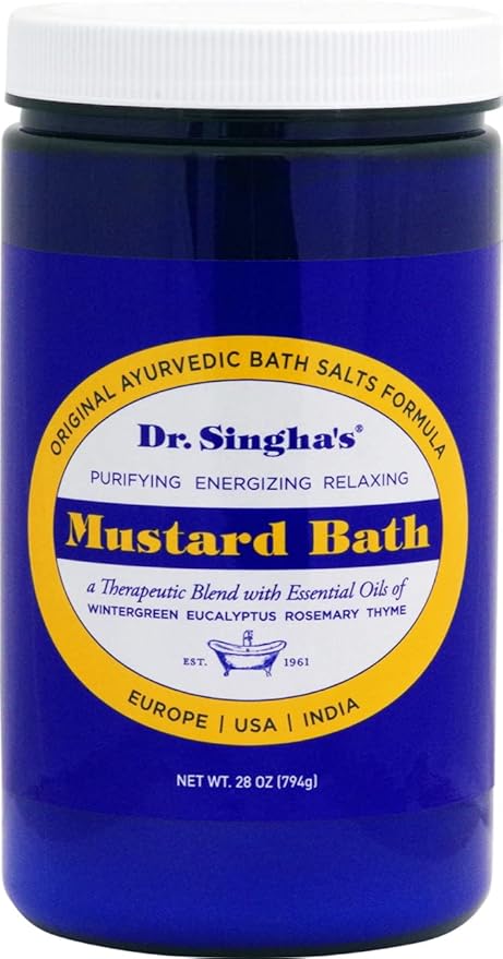 Dr. Singha’s Mustard Bath – Therapeutic Bath Salts for Relaxation, Soothing Comfort & Refreshing Aroma – 28 oz Aromatherapy Soak with Mustard Seed & Essential Oils - Bathing Alternative to Epsom Salt