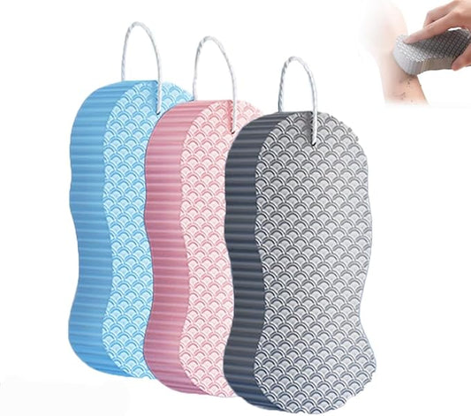 Magic Exfoliating Bath Sponge Body Scrubber, 2025 New Magic Exfoliating Bath Sponge 3D Super Soft, Skin Friendly and Reusable for Adults Women and Men for Body Removes Dead Skin (3PC C)