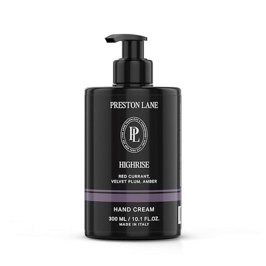 Preston Lane Luxury Hand Cream, Highrise Scent, Made in Italy | Hydrating Formula with Tea Tree, Lavender & Lemon Essential Oils, Hyaluronic Acid, Vitamins C & E, and Kiwi & Apple Water